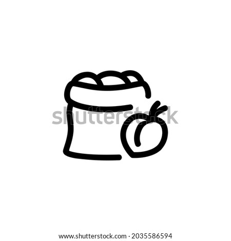 Bag of Peach Fruit Vegetable Food Monoline Symbol Icon Logo for Graphic Design UI UX and Website