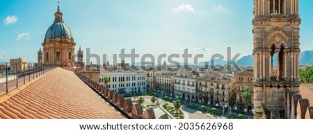 panoramic view at palermo from the rooftop of the palermo cathedral Royalty-Free Stock Photo #2035626968