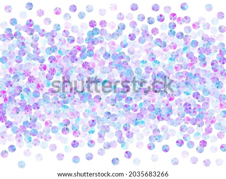 Purple sequins confetti scatter vector illustration. Delicate lustering sequin particles holiday decoration top view. Holiday confetti placer shiny pattern.