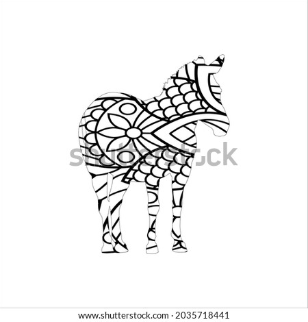 Horse illustration coloring pages for adults
