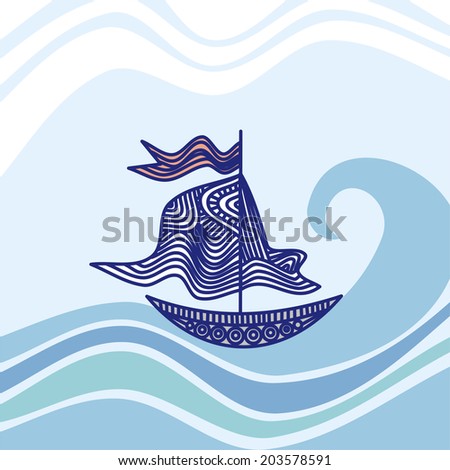 Sea and ship illustration
