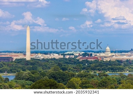 Beautiful panoramic view of the Washington DC skyline.
