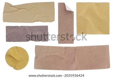 Set of different paper stickers isolated on white background