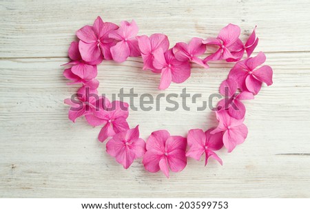 heart made of hydrangea flower