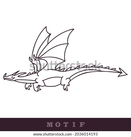 Fantasy dragon illustration. Vector digital art mythical beast graphic. Medieval reptile for clipart.  