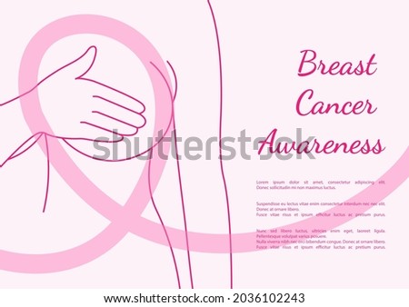 Breast Self-Exams line icon. National Breast Cancer Awareness. Pink ribbon. Silhouette icon. Health care poster or banner template. Diagnostics. 