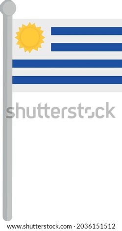 Vector illustration of the flag of uruguay on pole