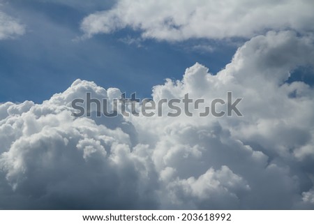 cumulus clouds and a blue sky background