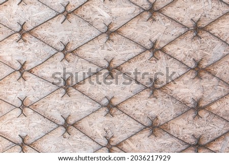 Metal fence iron design pattern steel urban architecture safety and protection background.