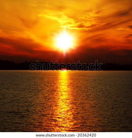 sunset at coast of the sea Royalty-Free Stock Photo #20362420