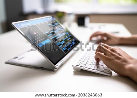 Booking Meeting Calendar Appointment On Laptop Online Royalty-Free Stock Photo #2036243063