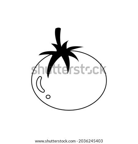 Black and White Vector Illustration of Tomato Vegetable Food Object