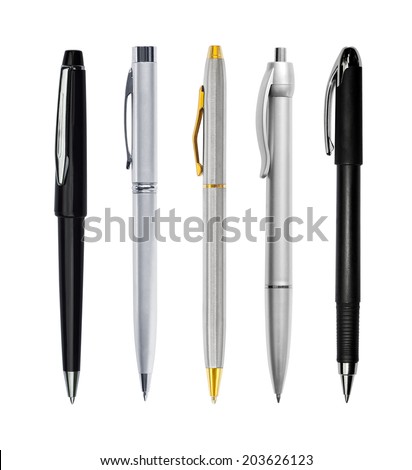 Set of pens isolated on white background Royalty-Free Stock Photo #203626123