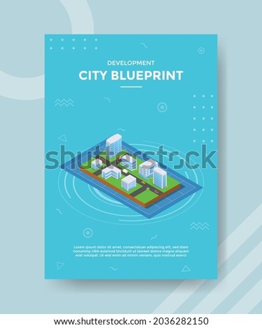 city blueprint concept for template banner and flyer with isometric style