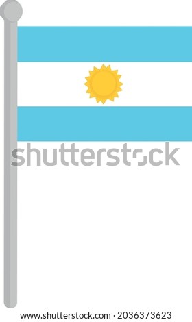 Vector illustration of the flag of Argentina on pole