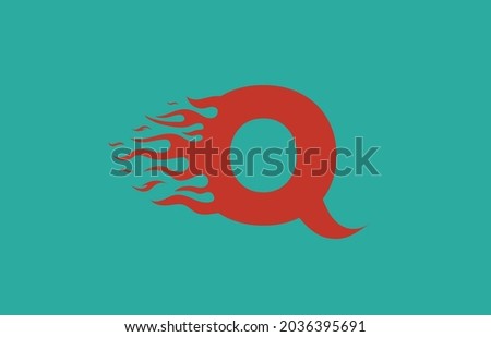 Q speed fire with flames logo letter. Burning letter icon for your project, application or company.