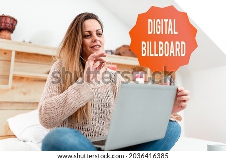 Inspiration showing sign Digital Billboard. Business concept billboard that displays digital images for advertising Casual Internet Surfing, Student Researching Online Websites