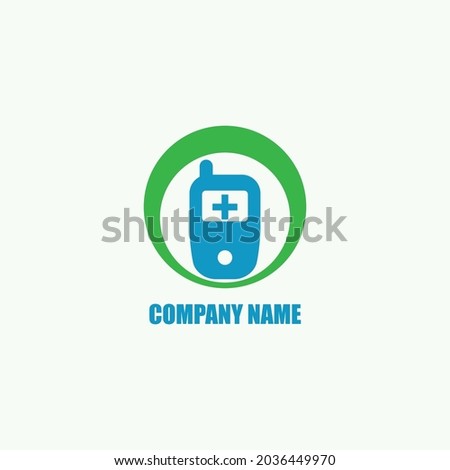 vector logo for medical care company with phone icon.