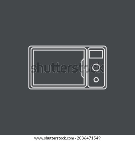 Vector image of a microwave oven in a white contour on a gray background, the texture of household appliances