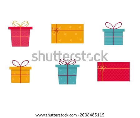 Set of the colorful Christmas gifts