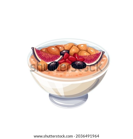 Traditional Turkish dessert ashure, Noah's Pudding vector illustration. Royalty-Free Stock Photo #2036491964