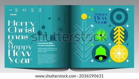Merry Christmas and Happy New Year!  Abstract  geometric design. Holiday Party. Simple background. Trendy style. Cover, invitation or poster design. Vector illustration. 
