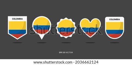 Colombia Flag Set Vector Illustration. Good Used for Sticker, Logo, Icon, Clipart, Etc - EPS 10 Vector