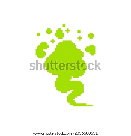 Fart pixel art. 8 bit green smoke gas. pixelated Farting 