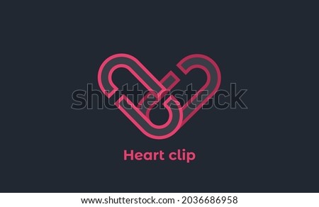 heart-shaped paper clip logo vector