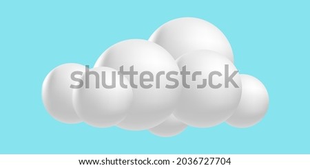 Clouds fluffy, 3D mesh cartoon. Soft render clouds icons on a blue sky. Vector illustration