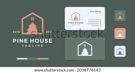 Real estate with nature pine logo design template.