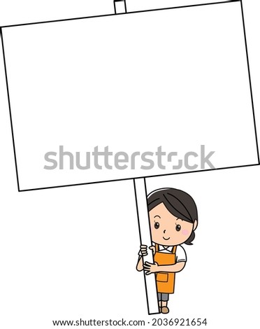 Young woman with a big placard