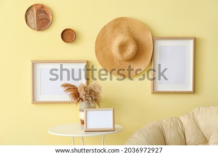 Interior of room with photo frames