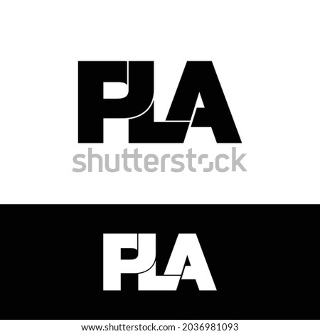 PLA letter monogram logo design vector Royalty-Free Stock Photo #2036981093