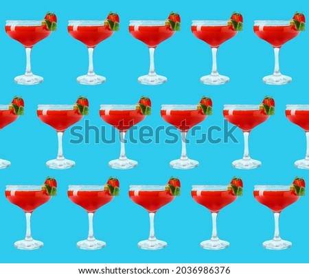 Many daiquiri cocktails on color background. Pattern for design