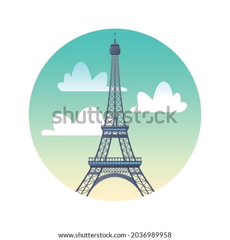 Eiffel tower flat icon. Landmark of England, London historical sights. Illustration for web page, mobile app, banner, social media. UI UX and GUI user interface. Vector clipart, template.