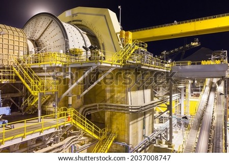 Ball mill at a Copper Mine in Chile at dawn.