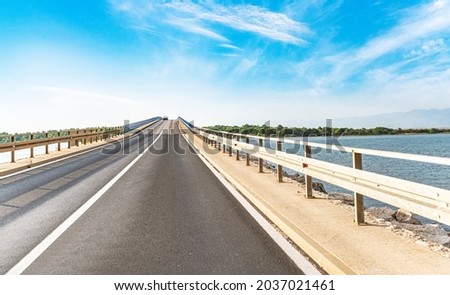 Transport bridge across the strait. Vir island, Dalmatia, Croatia.