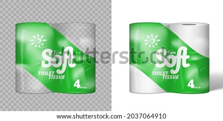 3D Four Rolls Toilet Paper Luxury Package Design Template. EPS10 Vector Royalty-Free Stock Photo #2037064910