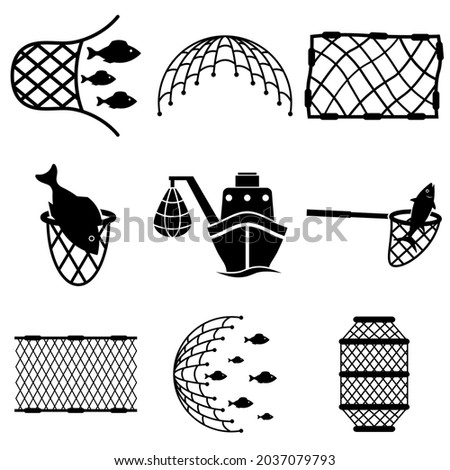 Fishing net icon, logo isolated on white background