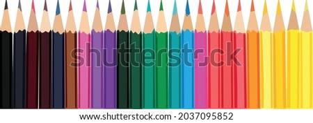 Colored pencils. Isolated on white. Vector  Royalty-Free Stock Photo #2037095852