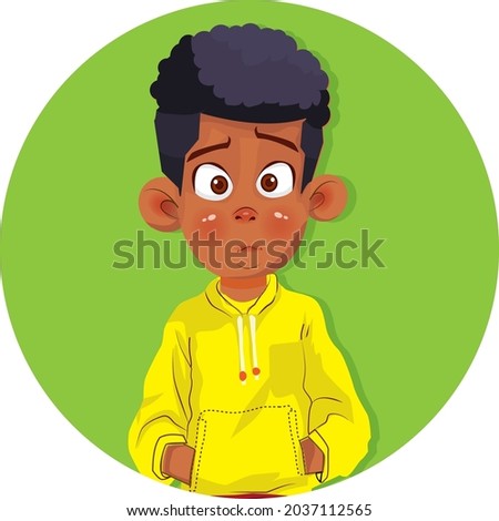 
Cartoon African American boy Afro kid face