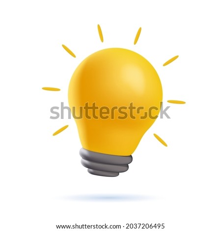 3d cartoon style minimal yellow light bulb icon. Idea, solution, business, strategy concept. Isolated vector illustration, 3D icon free to edit. Solution and business idea. Thinking, invention symbol. Royalty-Free Stock Photo #2037206495