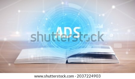 Open book with abbreviation concept