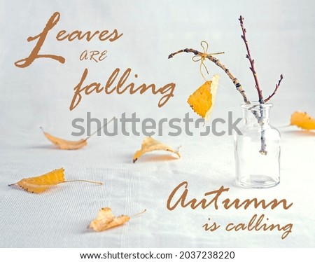 fall season. Leaves are falling autumn is calling. Cute Fall Saying