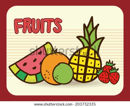 fruits design over red background vector illustration