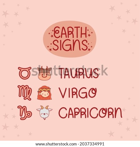 set of zodiac earth signs