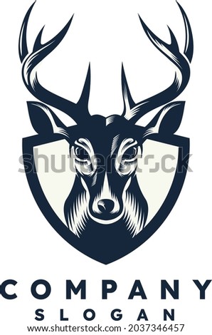 Simple Logo Deer Head Vector