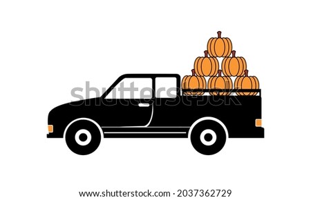 Fall Pumpkin Truck Autumn Thanksgiving Vector and Clip Art