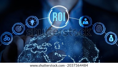Internet, business, Technology and network concept. ROI Return on investment financial growth concept
